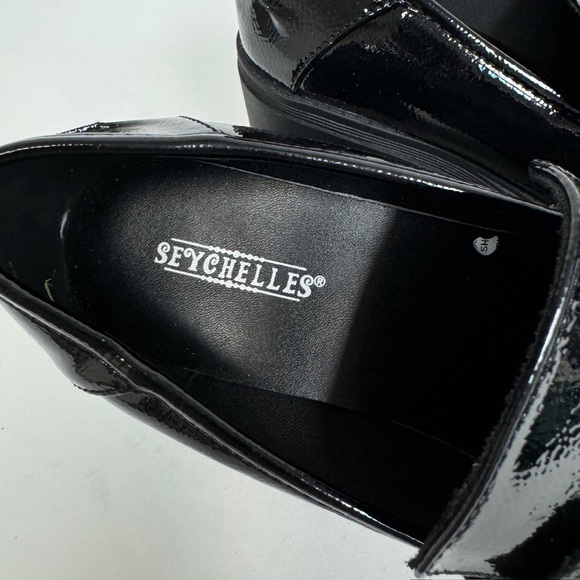 New Seychelles Black Patent Heeled Penny Loafers Chunky Heel 90s Size 9 - Picture 8 of 9